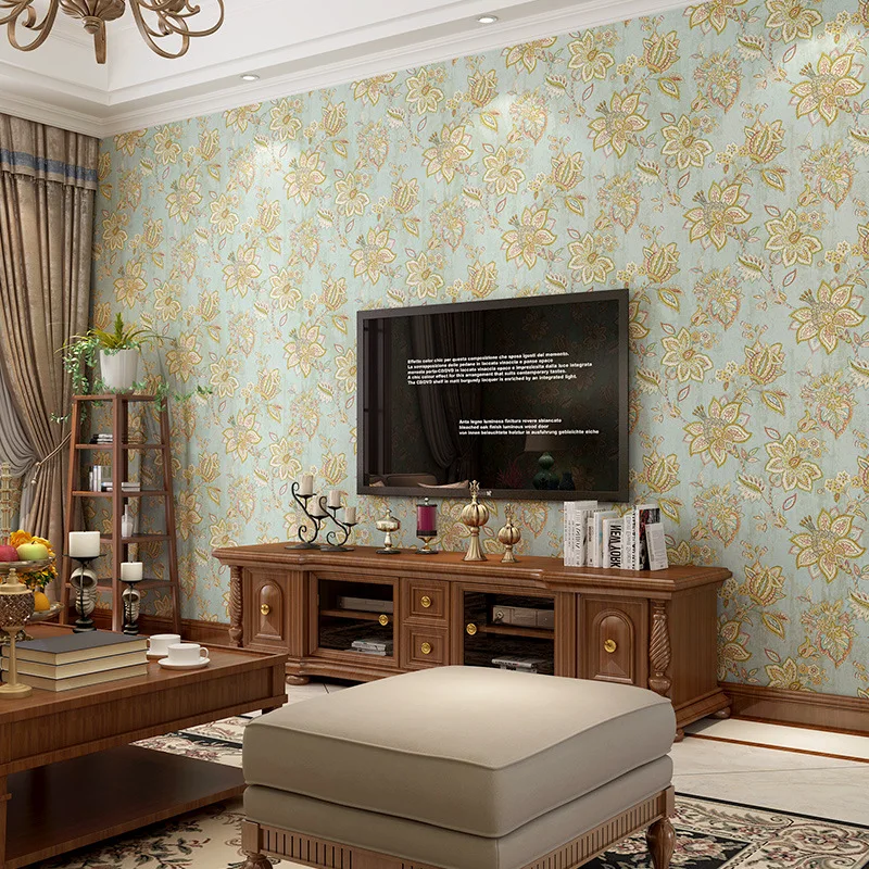 

Roll Wallpaper Thickened American garden wallpaper European American country non woven fabric bedroom living room wallpaper W178