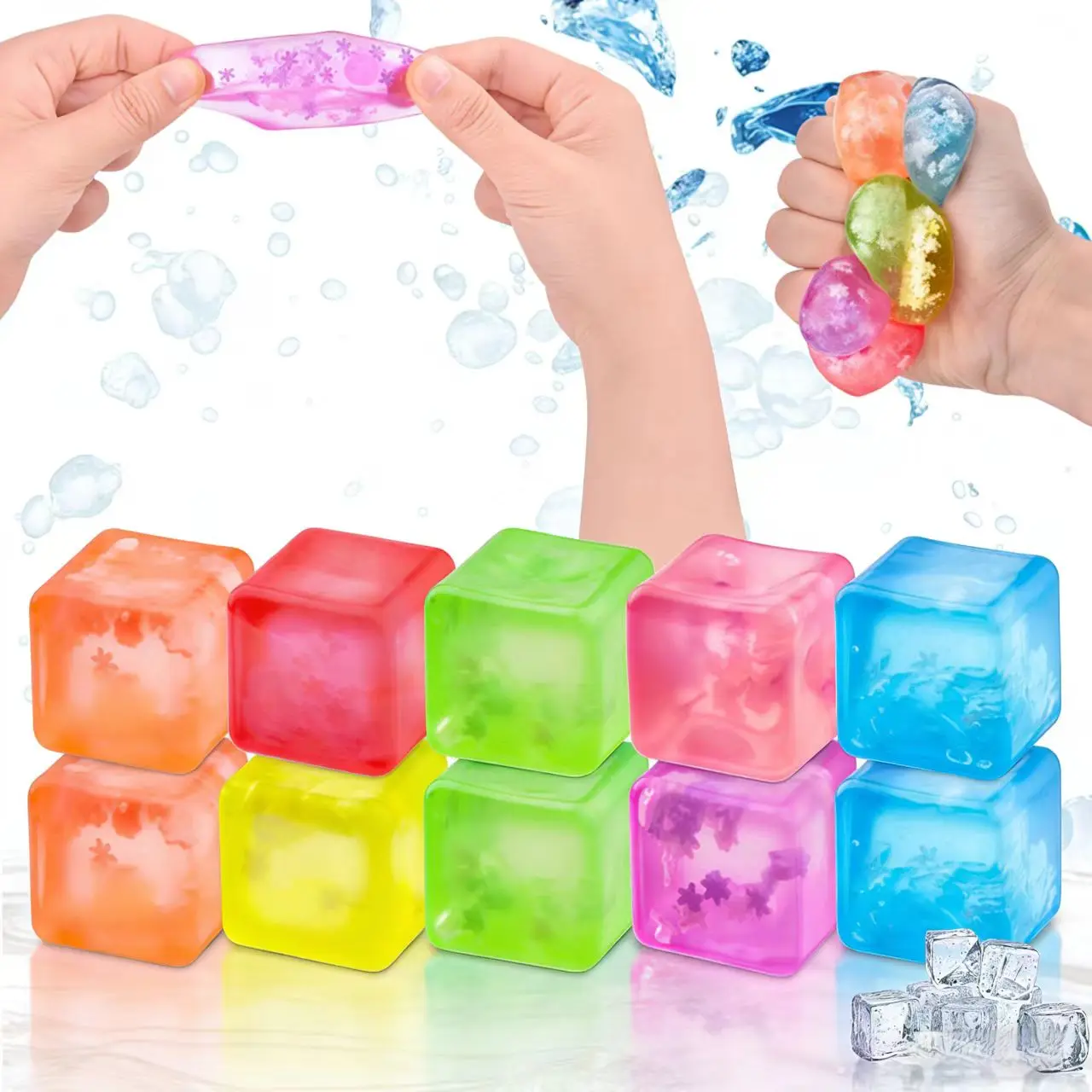 Maltose Cube Squishy Stress Ball Soft  Squeeze Toy Autism Sensory Fidget Toy Adults Kids Ocean Star Design Decompression Ball