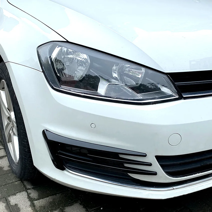 

For VW Golf 7 MK7 2012-2017 Pre-facelift ABS Black Front Bumper Lip Spoiler Car Bumper Fog Lamp Grille Cover Trim Bodykit Tuning