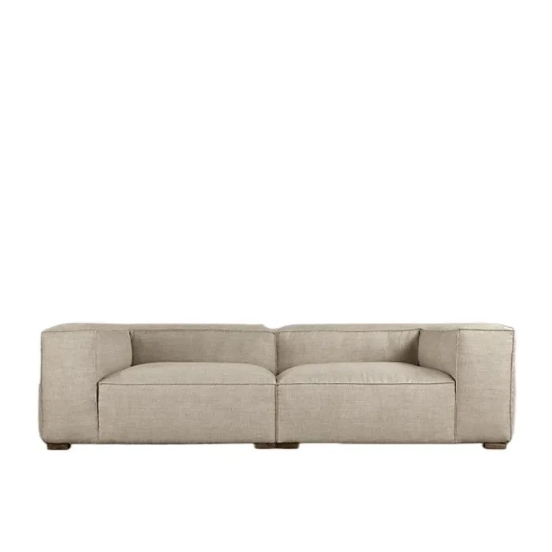 

French country retro furniture, Italian simple solid wood Nordic modern solid wood linen sofa