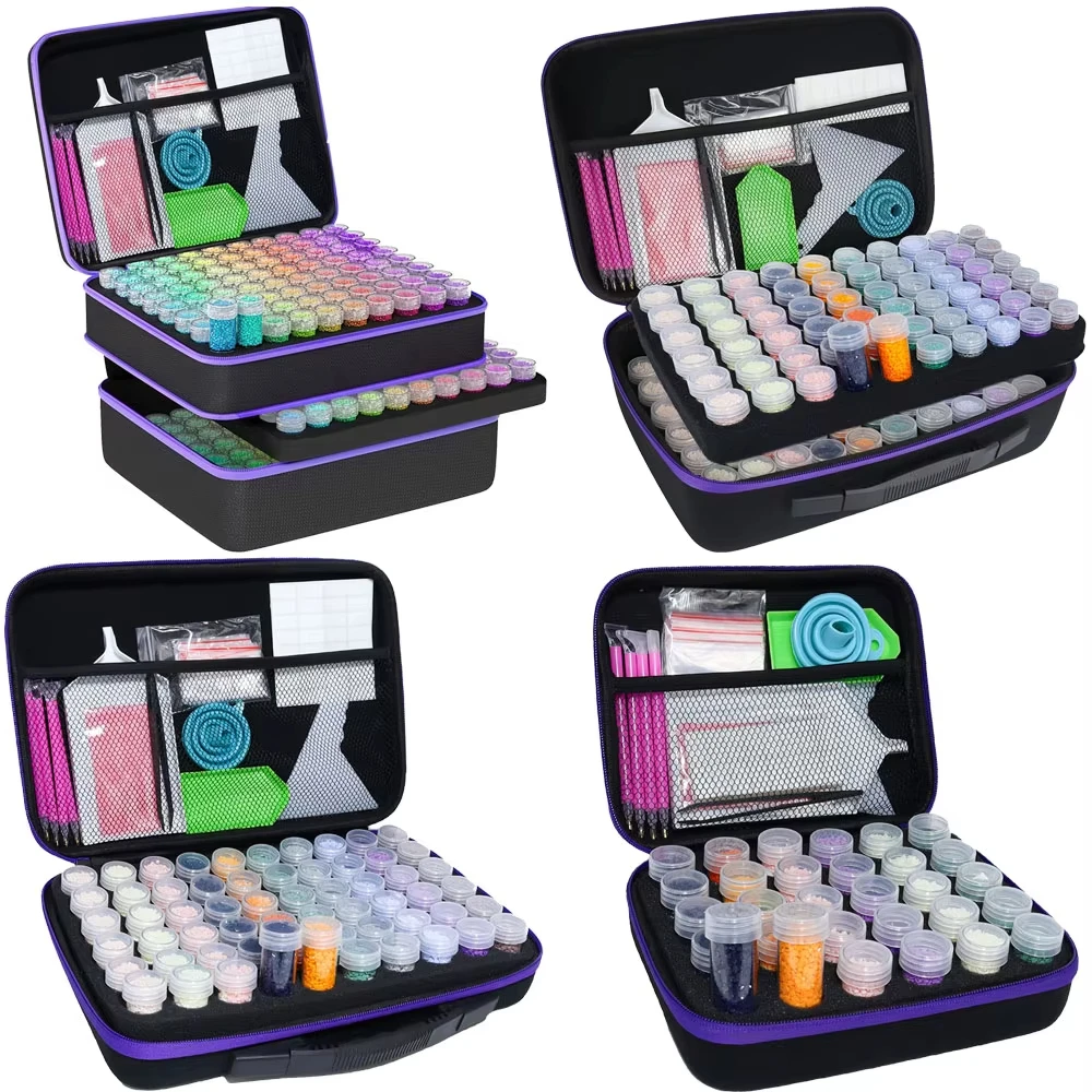 30/60/120/240 Jars DIY Diamond Painting Multifunctional Storage Box, Nail Art Jewelry Rhinestone Mosaic Storage Container