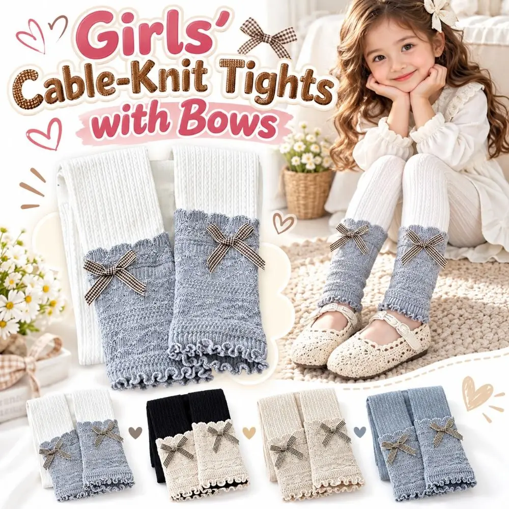 New Cotton Girls Bow Leggings Ruffled Stretchy Girls Ruffle Tights Tight-fitting Soft Kids Pantyhose For Girls 90-150cm Tall