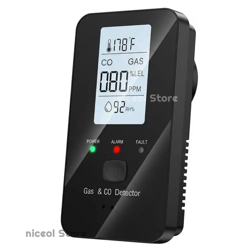 4-in-1 Gas & Carbon Monoxide Detector Plug in with LED Color Display Fast Response for Home Kitchen Hotels RV Apartment Travel