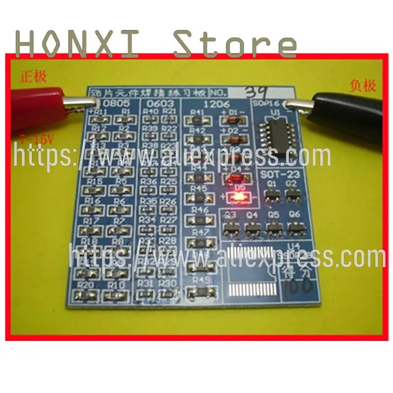 Placa de soldadura de tecnología de soldadura eléctrica y electrónica, elemento de parche de bricolaje, versión de práctica, suite de soldadura, 2 piezas