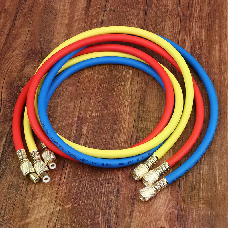 90-150cm R410A 1/4'' SAE AC Charging Hose Set 500 PSI For Air Condition Refrigerant Hoses R134 R22 Refrigeration Charging Tool