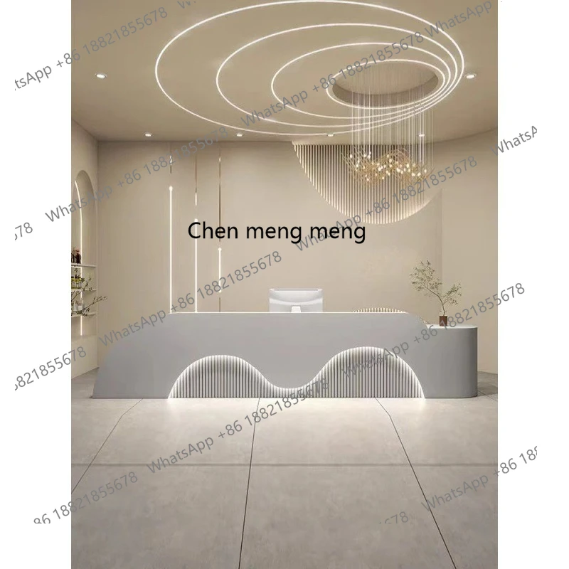 Luz de luxo salão de beleza bar checkout página curvada loja moderna simples recepção pintura de cozimento