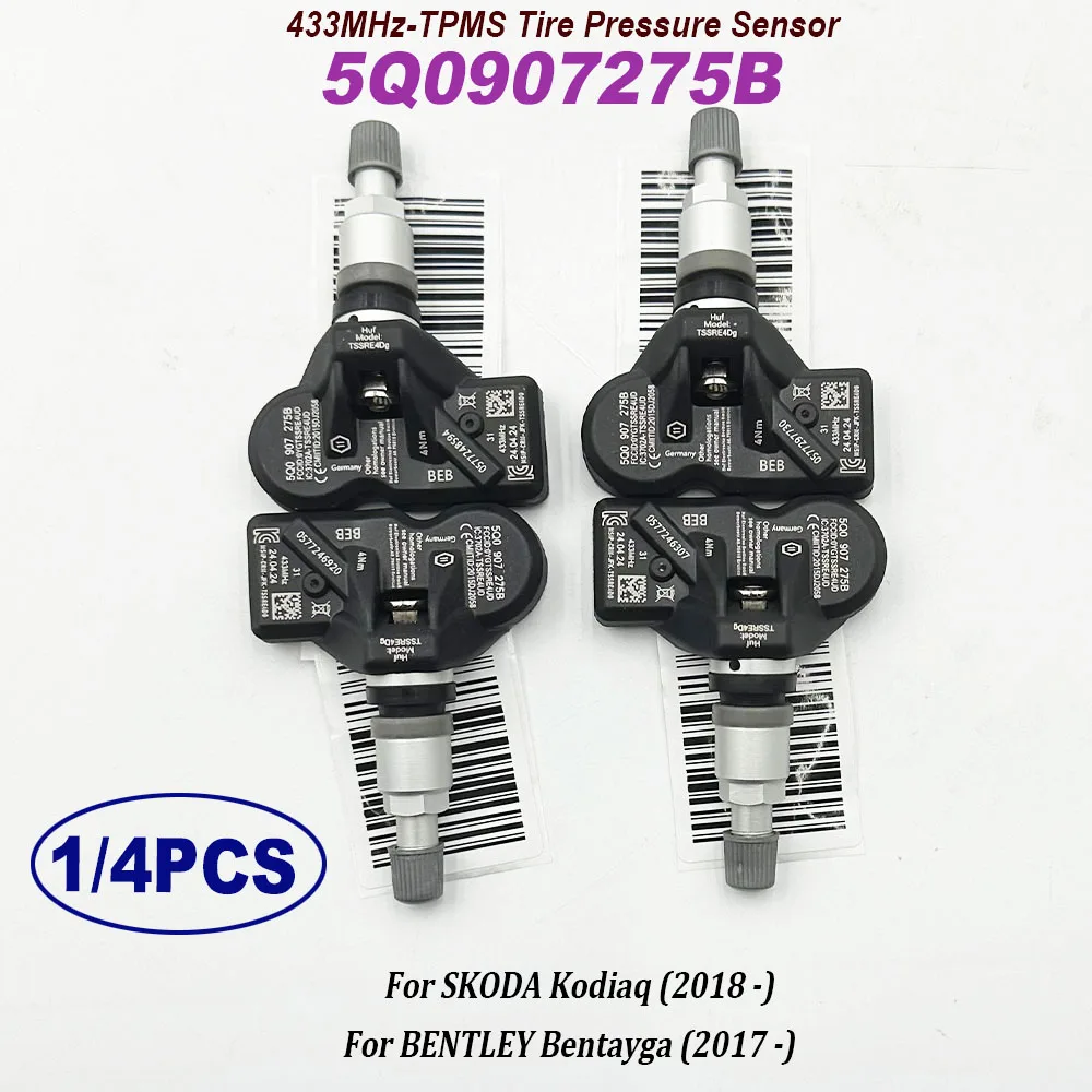 

Новинка датчик давления в шинах 1/4 шт. 433 МГц TPMS 5Q0907275B 5Q0907275 для Audii Skodaa A3 A7 A6 Porsche Cayenne VW Tiguan Passat