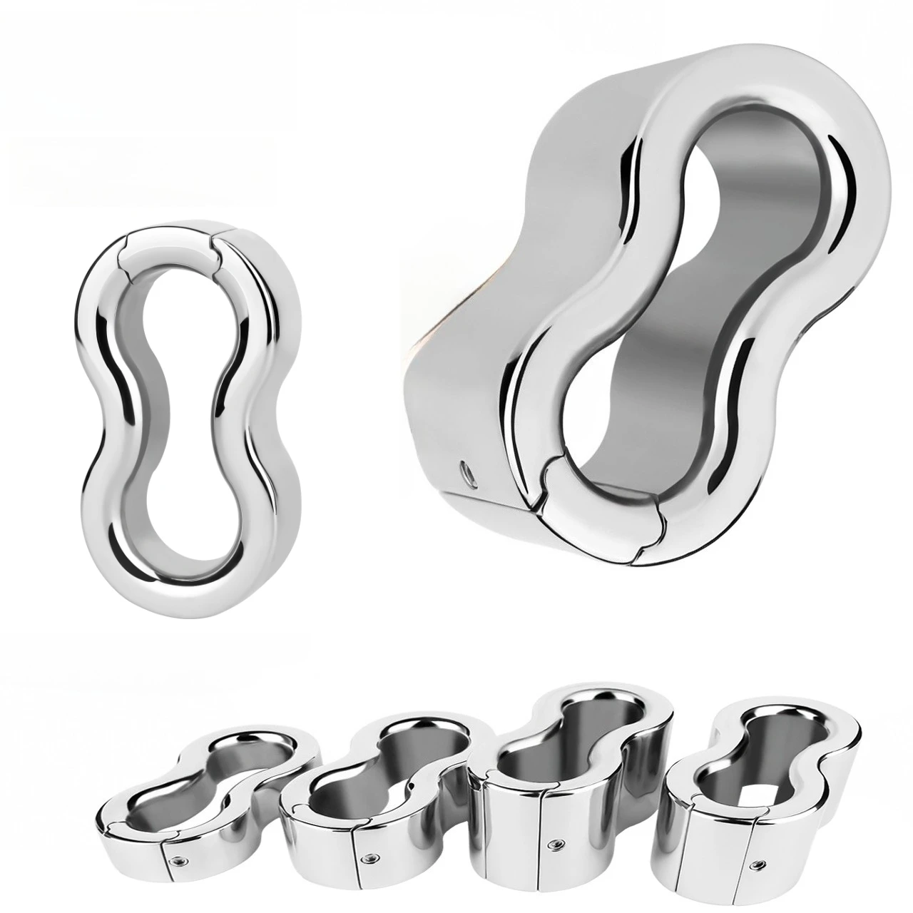 Metal Male Penis Massager Scrotal Weight-bearing Penis Restraint Stretching Device 4Size Rings Adult Sex Toys for Men Cock Rings