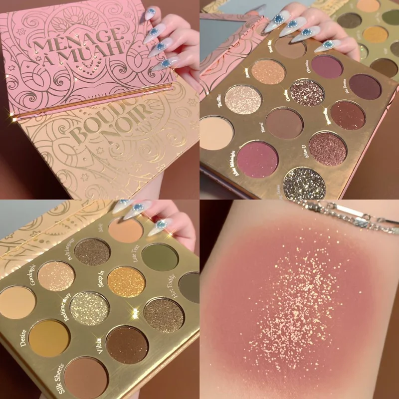 →이Paleta de sombras de ojos de 12 colores Paletas de sombras de ojos Ilumina los ojos Cosméticos Mujeres Belleza Sombra de ojos Maquillaje de ojos Тени 
