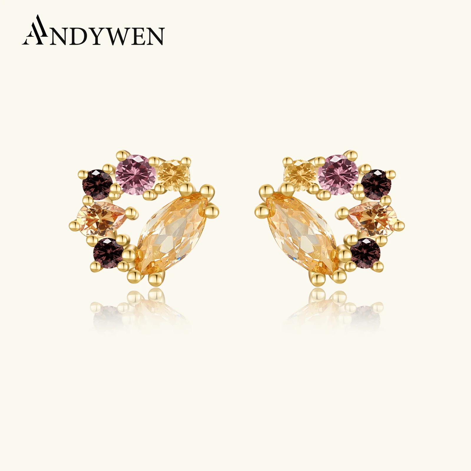 ANDYWEN Women 925 Sterling Silver Stud Earring Pendientes Piercing Luxury Fine Jewelry 2024 Anniversary Wedding Jewelry