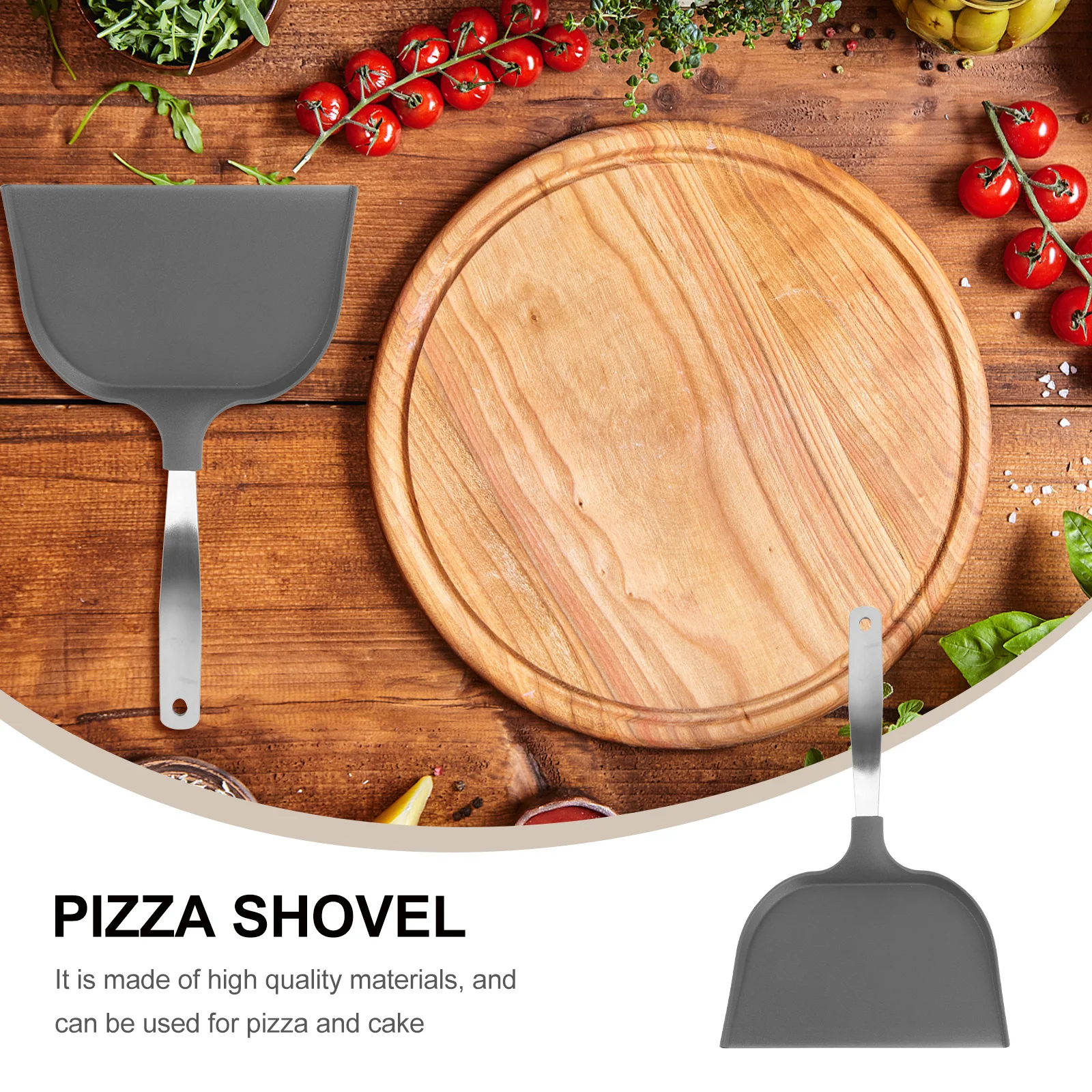 

Stainless Steel Pizza Shovel Black Baking Tool Easy Slide Under Pizzas Cakes Pies Heat Resistant Kitchen Utensil