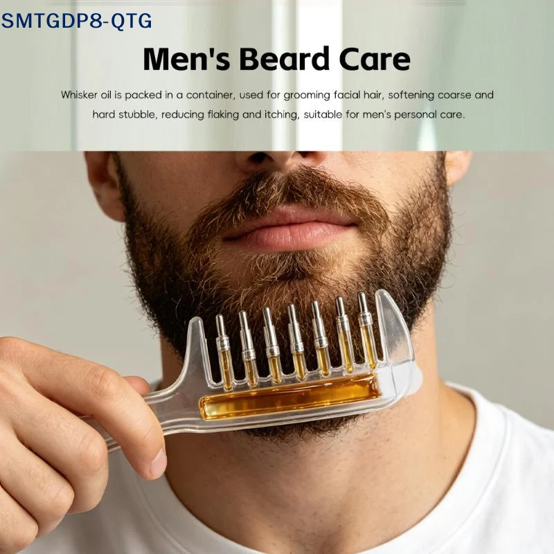 Unisex Transparent Essential Oil Applicator Massage Comb With Built-In Liquid Reservoir, Rolling Metal Teeth, Suitable For Women