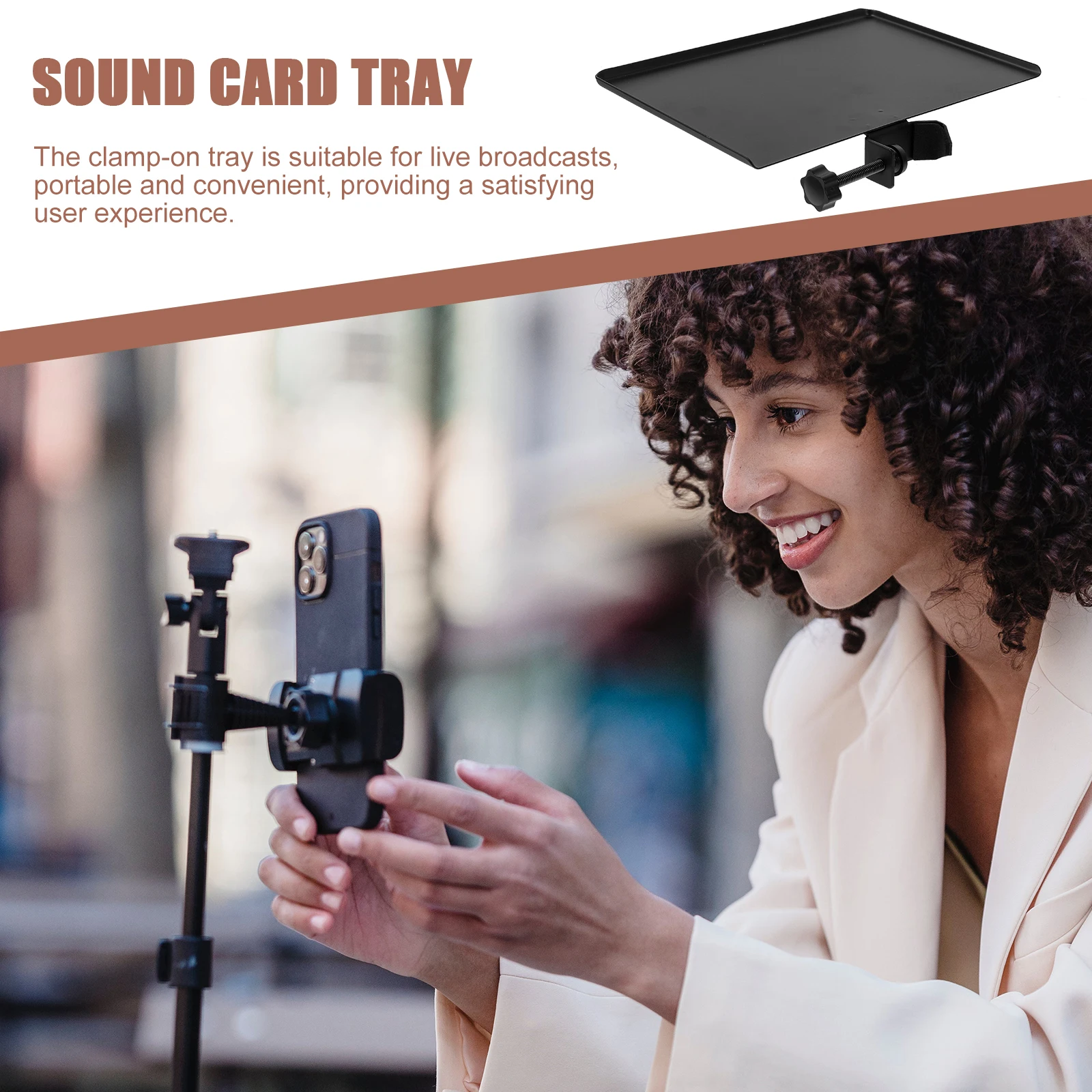 

Sound Card Tray Plastic Clip on Mic Stand Holder Broadcast Shelf Live Sound Card Rack Mic Stand Tray Clamp on Rack