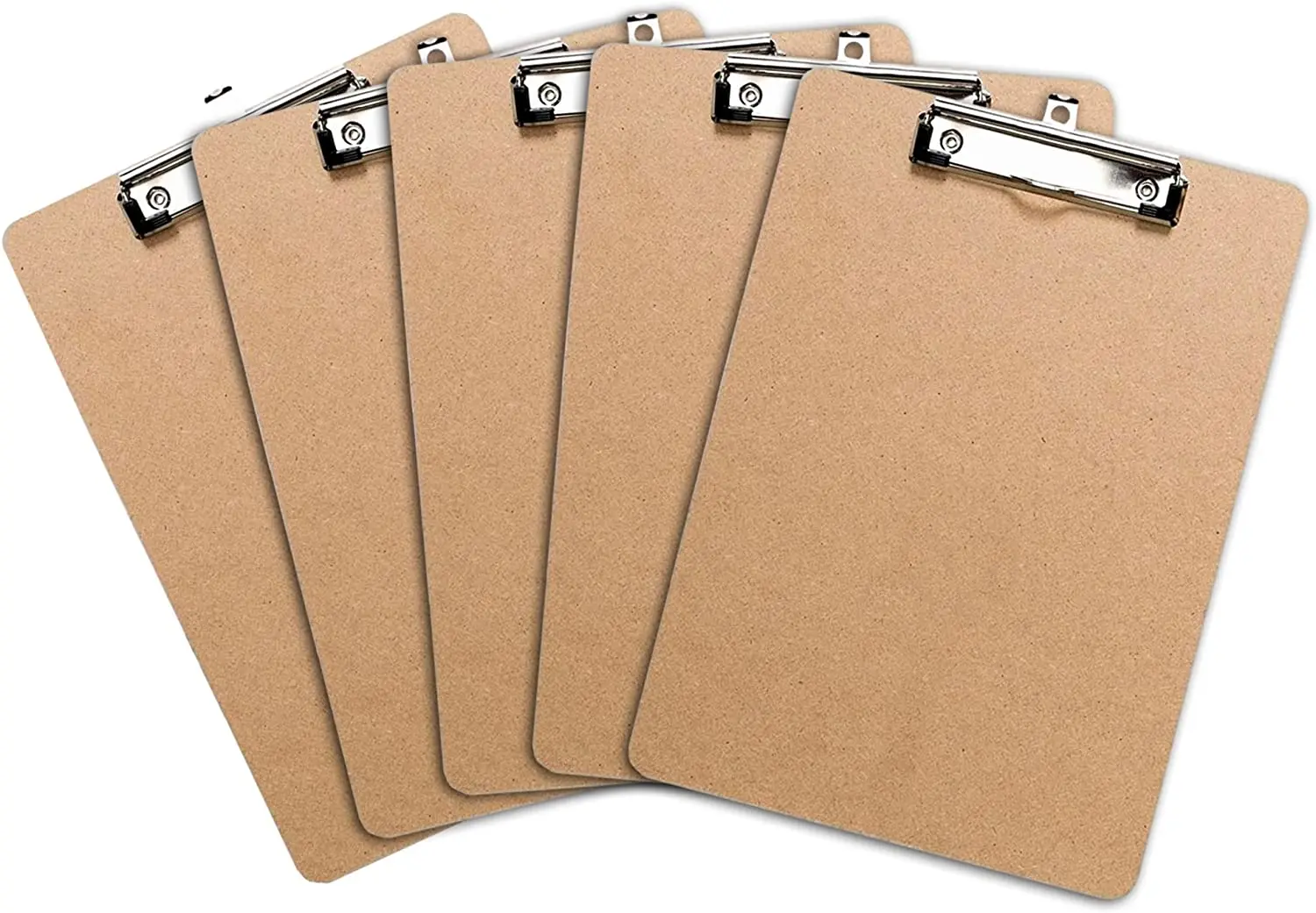 5 Pack A5/A4 Letter Size Clipboards with Low Profile Clip - Wood Clipboards Bulk Heavy Duty Clipboard, Back to School