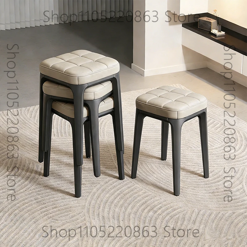 Thickened Soft Bag Plastic Chair Can Be Stacked Household High Stool Light Luxury High-End Dining Table and Chairs