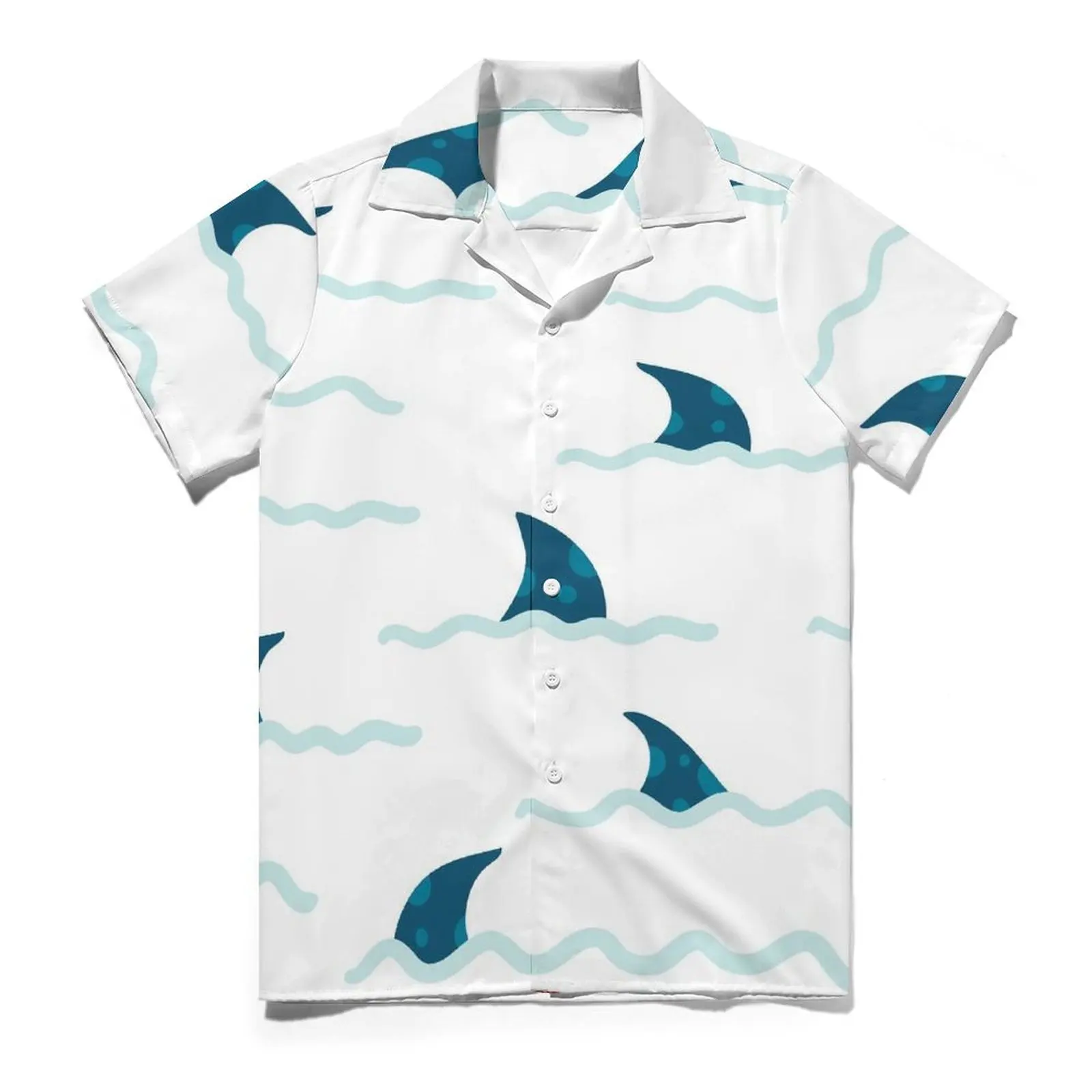 Fins Sharks Casual Shirt Cartoon Style Shark Elegant Hawaiian Shirts Man Short Sleeve Vacation Breathable Plus Size 4XL Blouses