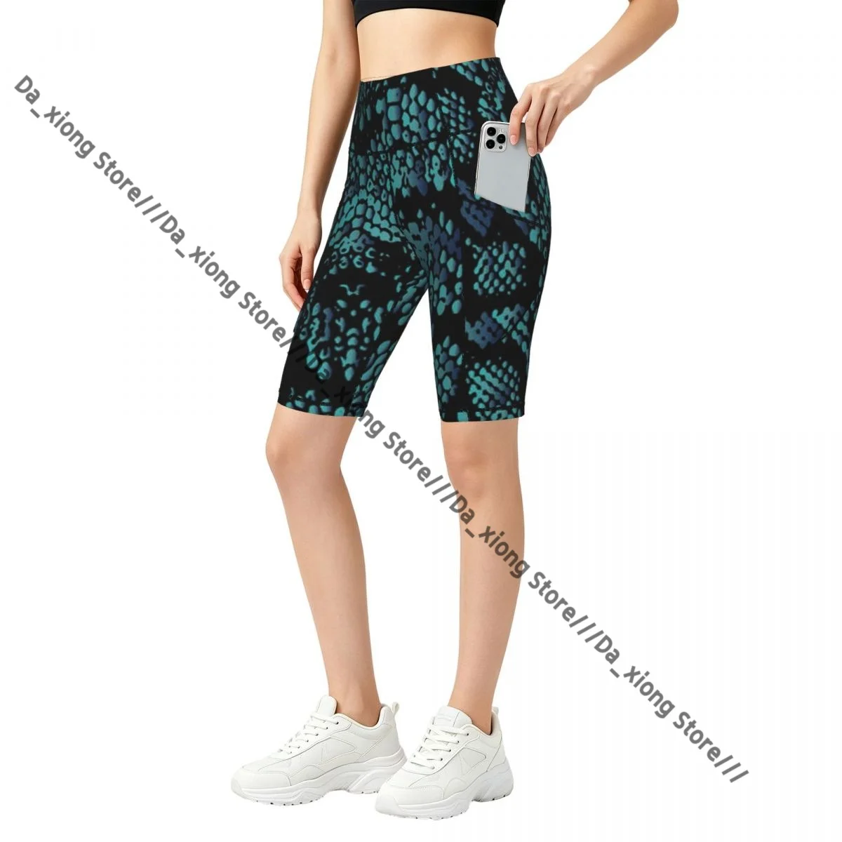 Female Hip Lift Yoga Shorts Snake Skin Pattern Daily Wear Fitness Active Pants