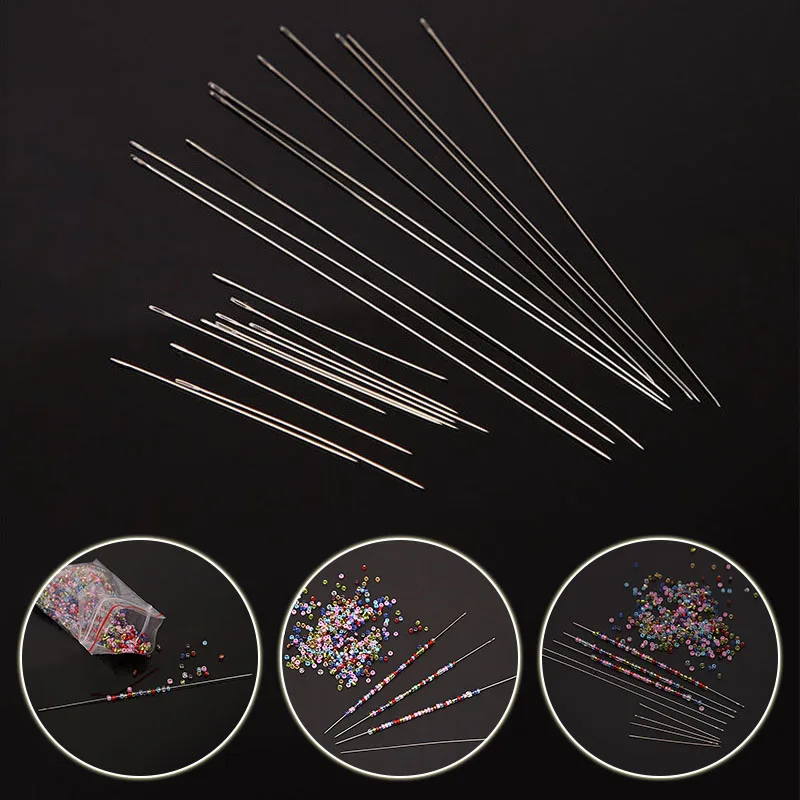 10pcs Beaded Needle 40mm/100mm Metal Pins Open Curved Needle For Beads DIY Bracelet Jewelry Making Tools Handmade Sewing Needles