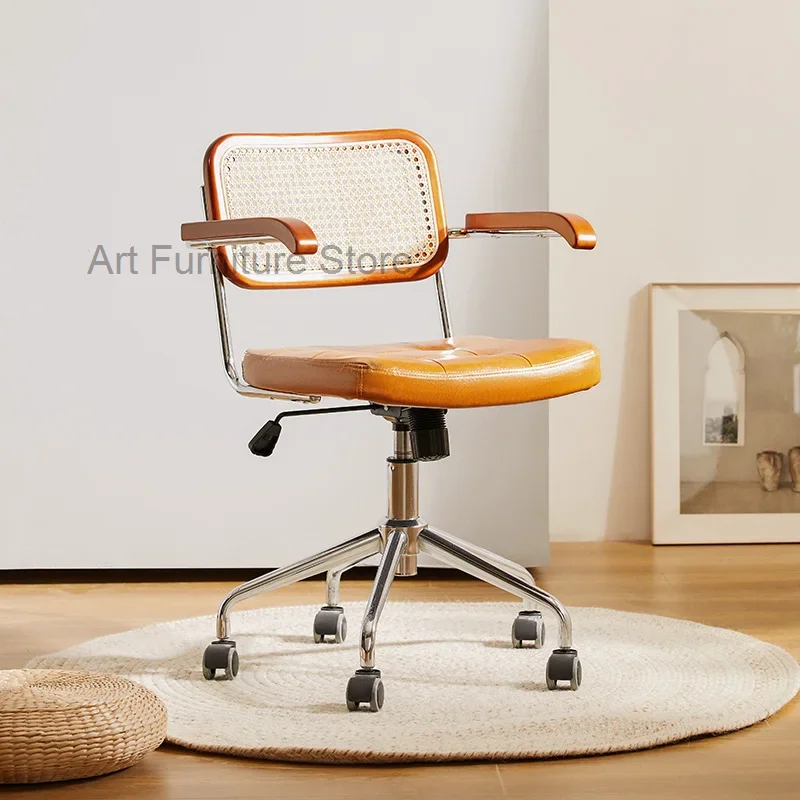 

Ergonomics Study Office Chair Computer Go Up And Down Turn Return Rattan Weaving Office Chairs Silla Gamer Work Furniture QF50OC