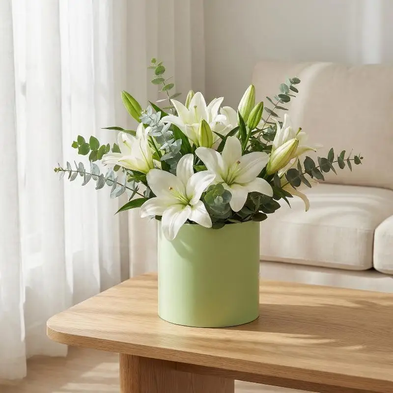 12x12cm Round Flower Box Arranged Gift Box Preserved Bouquet Elegant Box For Wedding Party Rose Flower Packaging Decoration