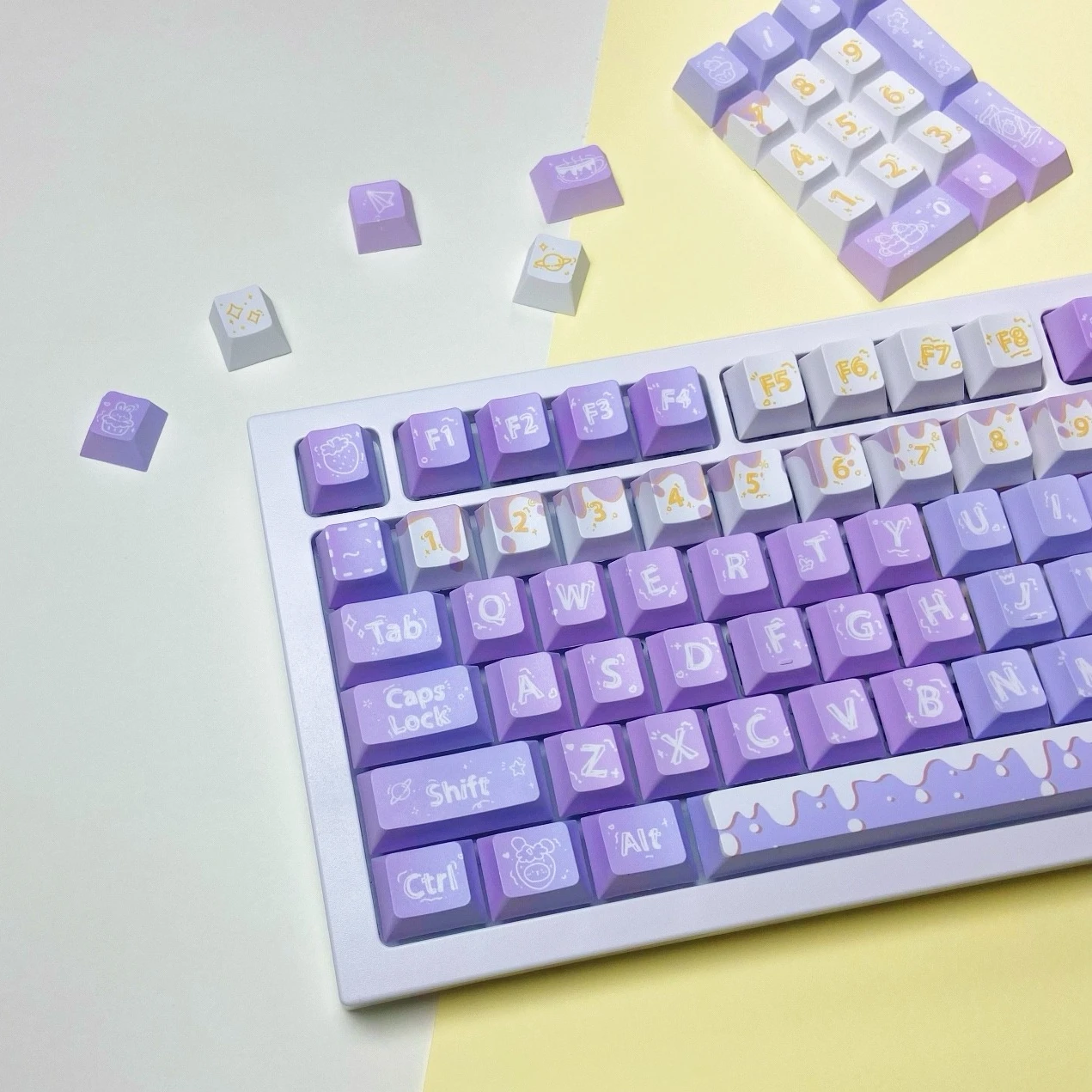 

Purple Dream Cream Keycaps Cherry MOA Key Caps for Mechanical Keyboard PBT Keycaps Gaming Keyboard Custom Decor