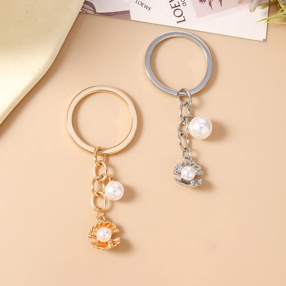 Aihua Niedlicher Strand-Muschel-Schlüsselanhänger für Frauen und Mädchen Schlüsselring-Anhänger für Handtaschen-Deko DIY Handgemachter Schmuck Schlüsselkette Geschenke – Detail 3