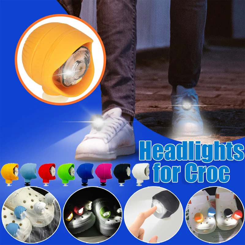 2pcs Shoe Lights Waterproof Shoe Charms Accessories for Crocs Shoes 3 Light Modes Camping Dog Walking Night Outdoor Activities