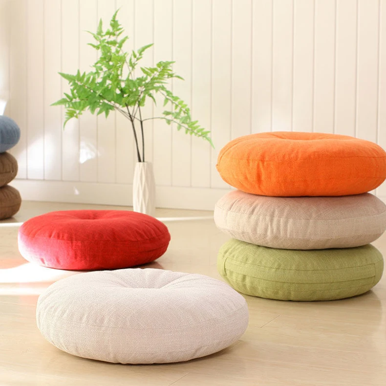 Japanese Detachable Washable Linen Cushion Floor Thick Large Tatami Mat round Lazy Person Cushion
