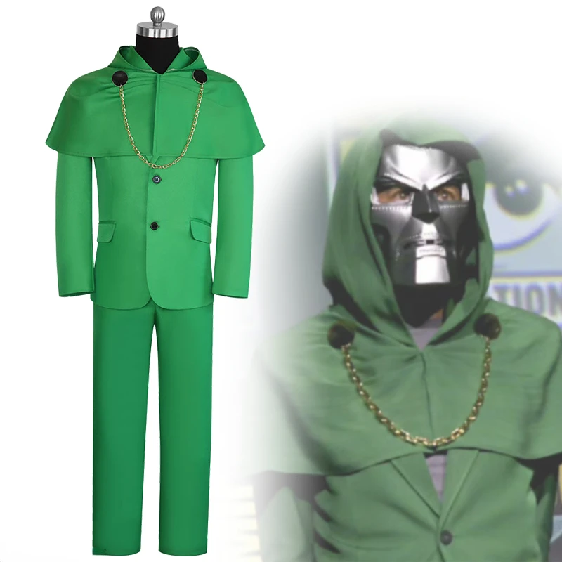 

Movie Doctor Doom Cosplay Costume Adult Unisex Formal Dress Full Set Accessories Suit Shawl Halloween Carnival Outfits