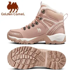 GOLDEN CAMEL Outdoor High-top Hiking Shoes For Women Snow Boots Winter Warm Plus Fleece Wear-resistant Non-slip Trekking Shoes