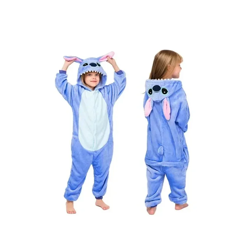 2025 NewKids 릴로 코스프레 의상 점프 슈트 Kigurumi 잠옷 스티치 귀여운 어린이 후드 잠옷 할로윈 소년 소녀 ly97