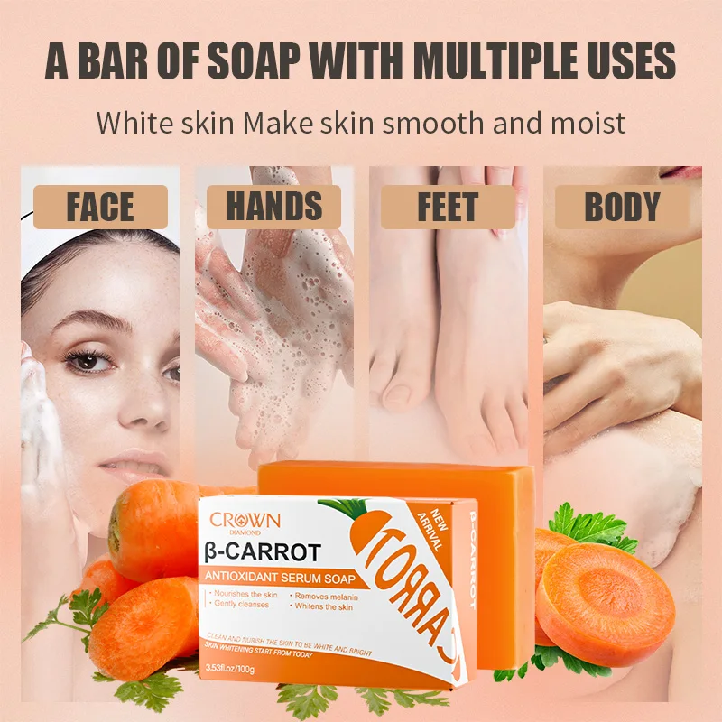 Glycerin Soaps Deep Cleansing and Moisturizing, Suitable for Men and Women Can be Used for Washing Face and Bathing Carrot Soap