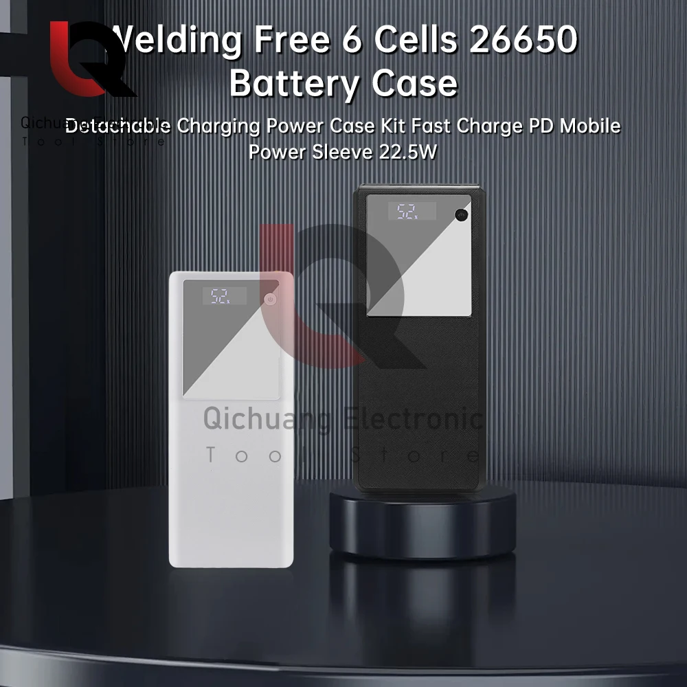 6 x 26650 DIY Power Bank for Shell No Welding Quick Charging Outside Cover for CASE DIY Power Bank for shell Kit Accessory 22.5W