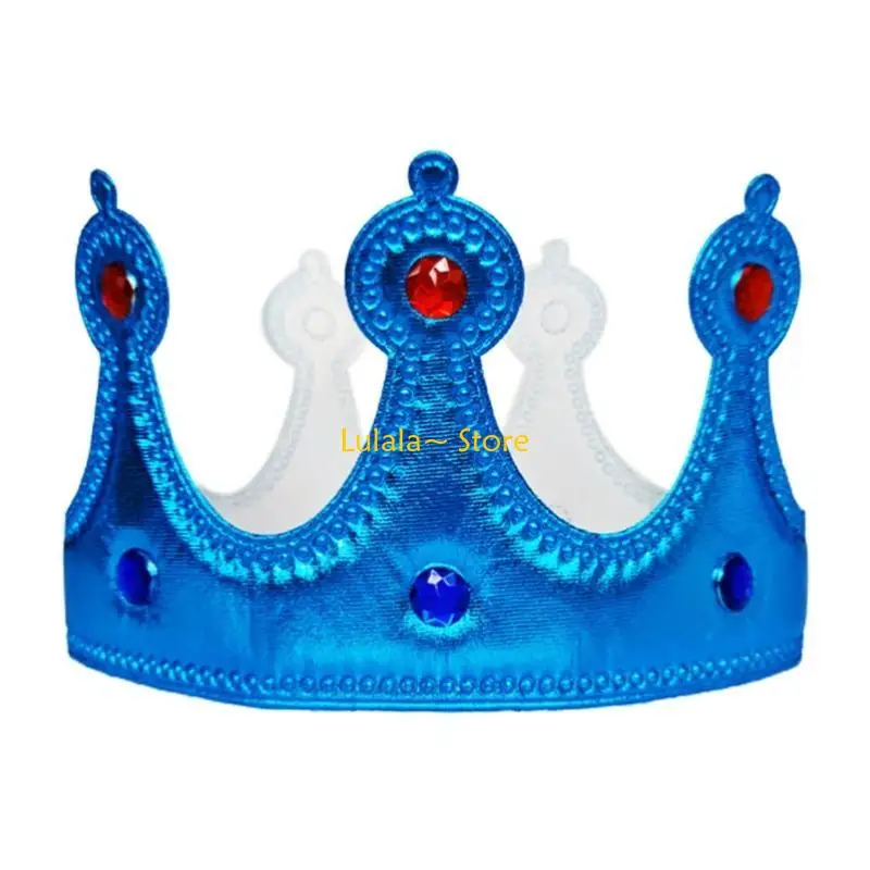 Y4QA King Crowns Kids Birthday Party Hat for MardiGras Halloween Christmas Headwear