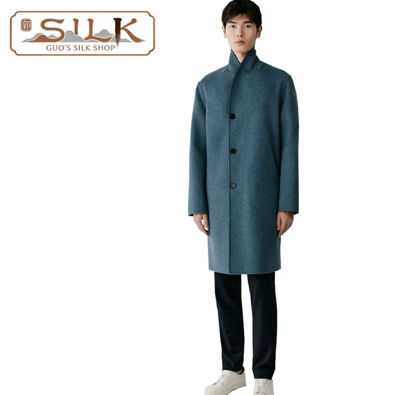 

Двустороннее шерстяное мужское пальто — стильная мужская одежда для осени и зимы — комфортное и высококачественное шерстяное модное пальто