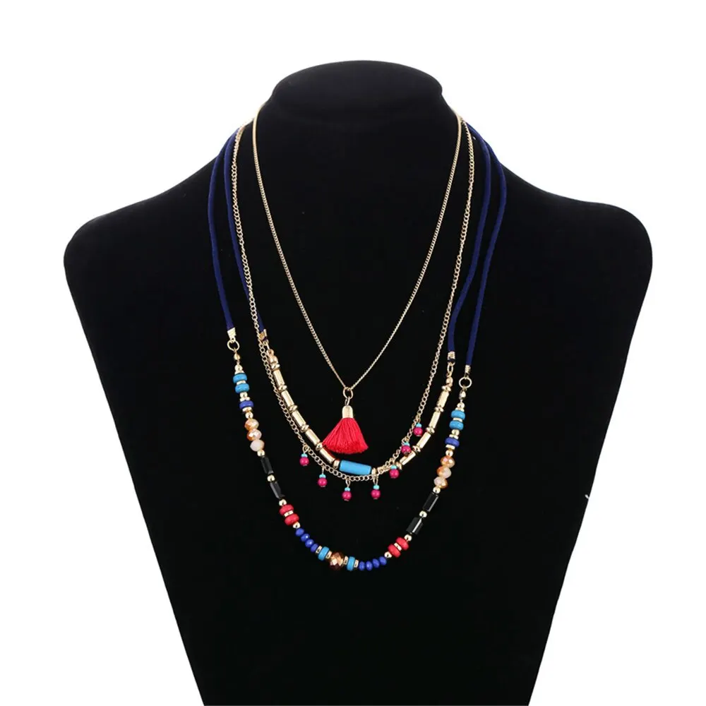 Bohemian Multilayer Handmade Colorful Beads Chain Pendant Necklaces For Women Girls Accessories Fashion Wedding Jewelry Gifts