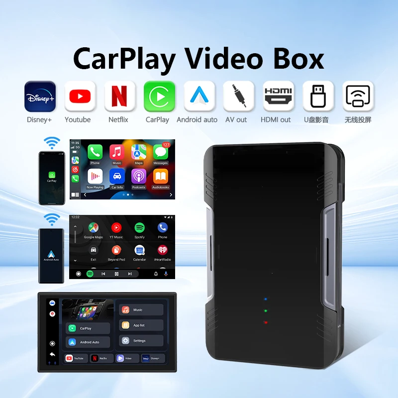 NaviHua Multimedia Video Adaptor Box Automotive Electronics Wireless Carplay Android Auto USB HDMI BT WIFI USB Youtube Upgrade