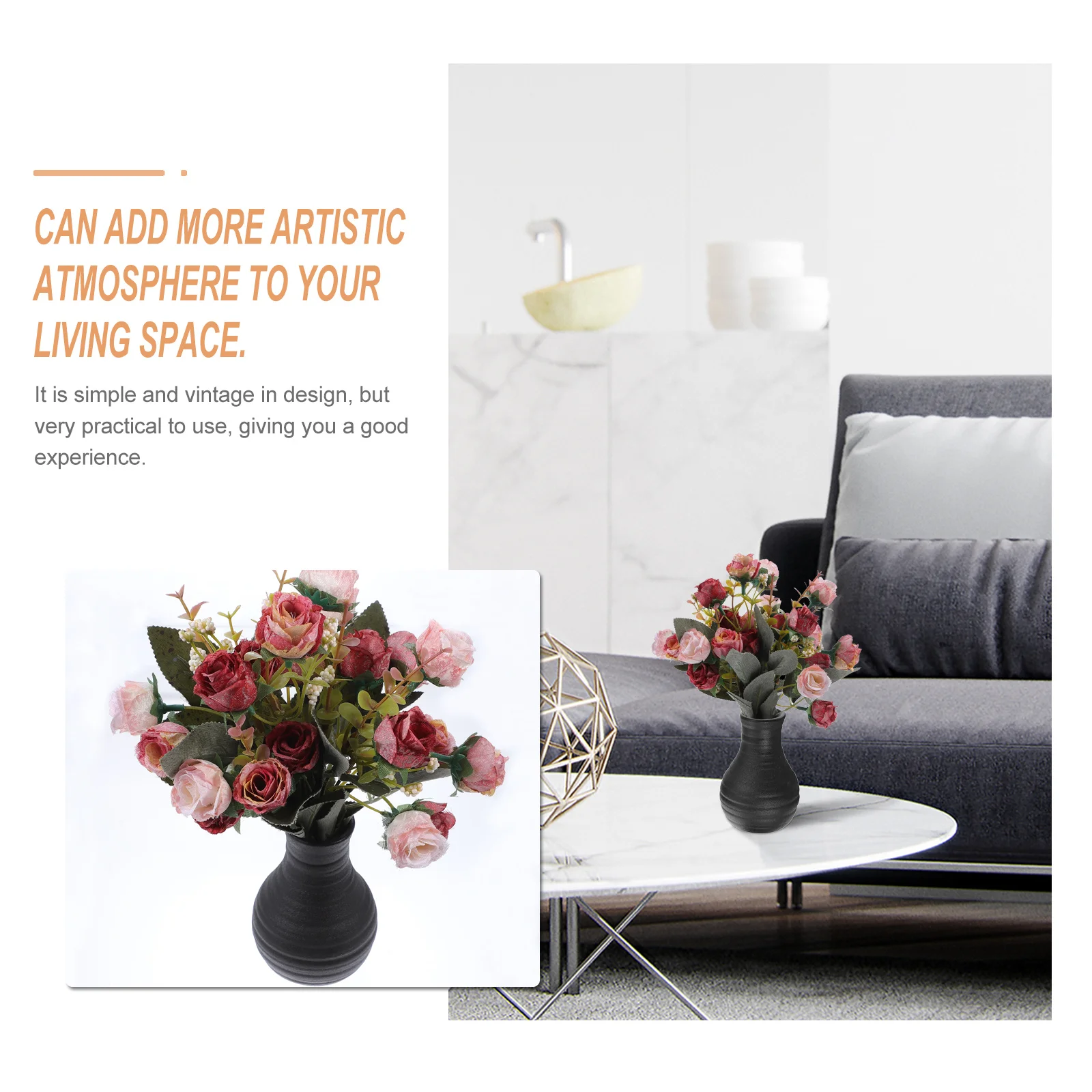 

Matte Flower Vase Vintage Ceramic 1Pcs European Style Decorative Home Office Dried Flowers Hydroponics Elegant Design