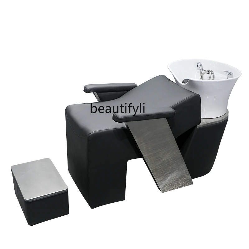 

Barber shop shampoo bed hair salon special simple hair semi-reclining ceramic basin flushing