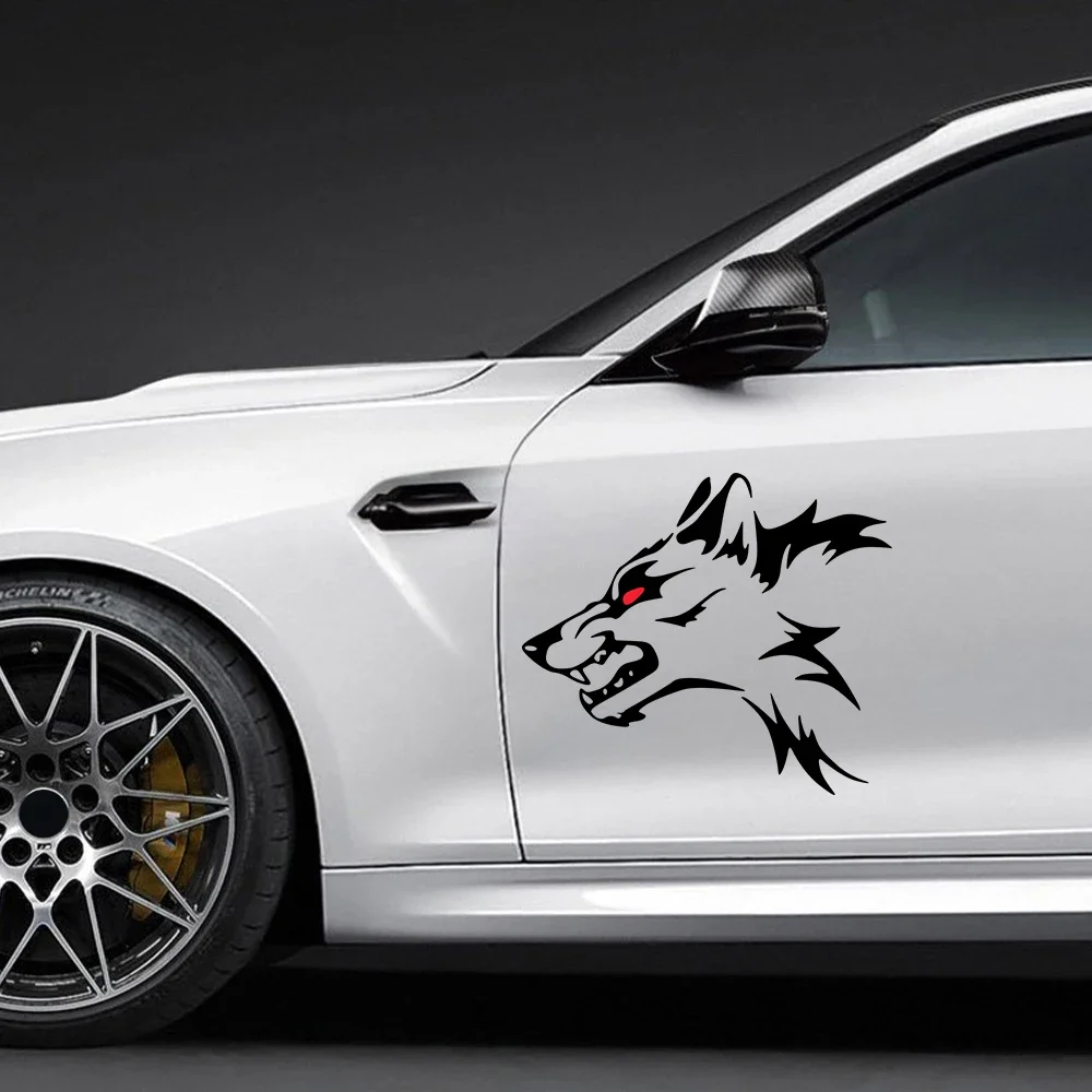 

2 шт., автомобильные виниловые наклейки «голова волка»