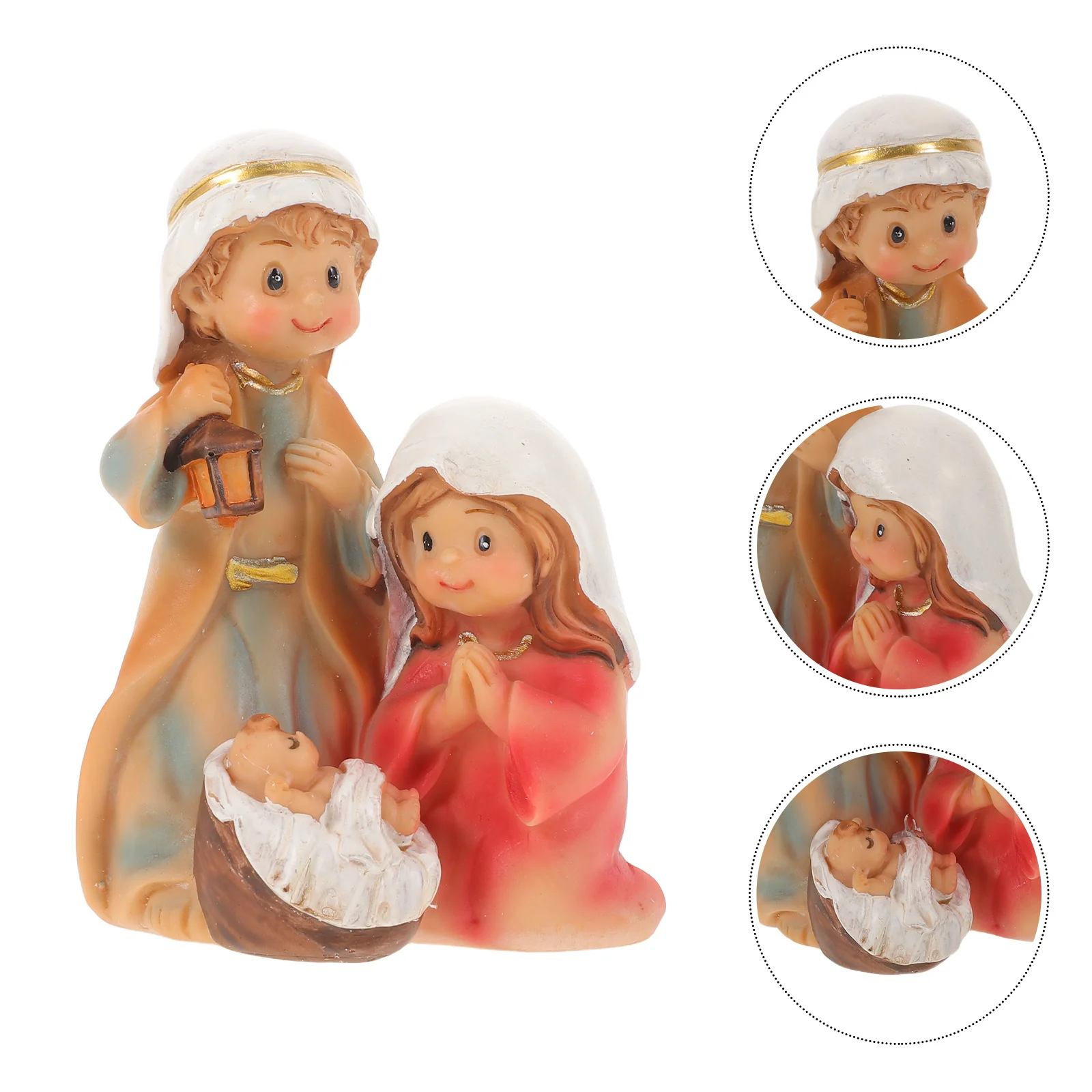 

1pcs Resin Jesus Figurine: Christmas Family Statue Holiday Decoration For Home Church Tabletop Biblical Religious Ornament