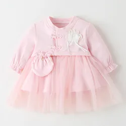 Toddler Baby Girls Dress Princess Party Costumes Spring Lace Long Sleeve Tulle Princess Dress Infant Clothes 3 6 9 12 18 Months