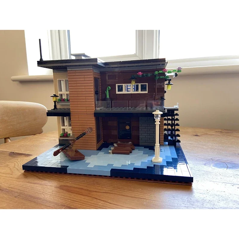 Moc Building Blocks Lakeside House Technology Modular Bricks Model  Gifts Christmas Toys DIY Sets Assembly