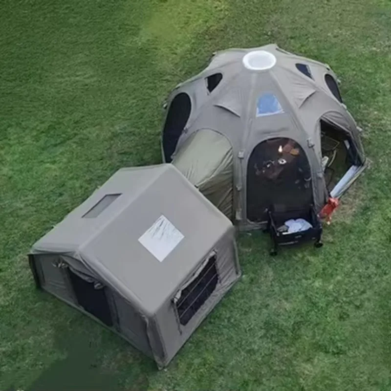 

Large Combination Outdoor Air Tent Double Layer Four-season Waterproof Inflatable Camping Family Two Bedrooms for 8-10 Person