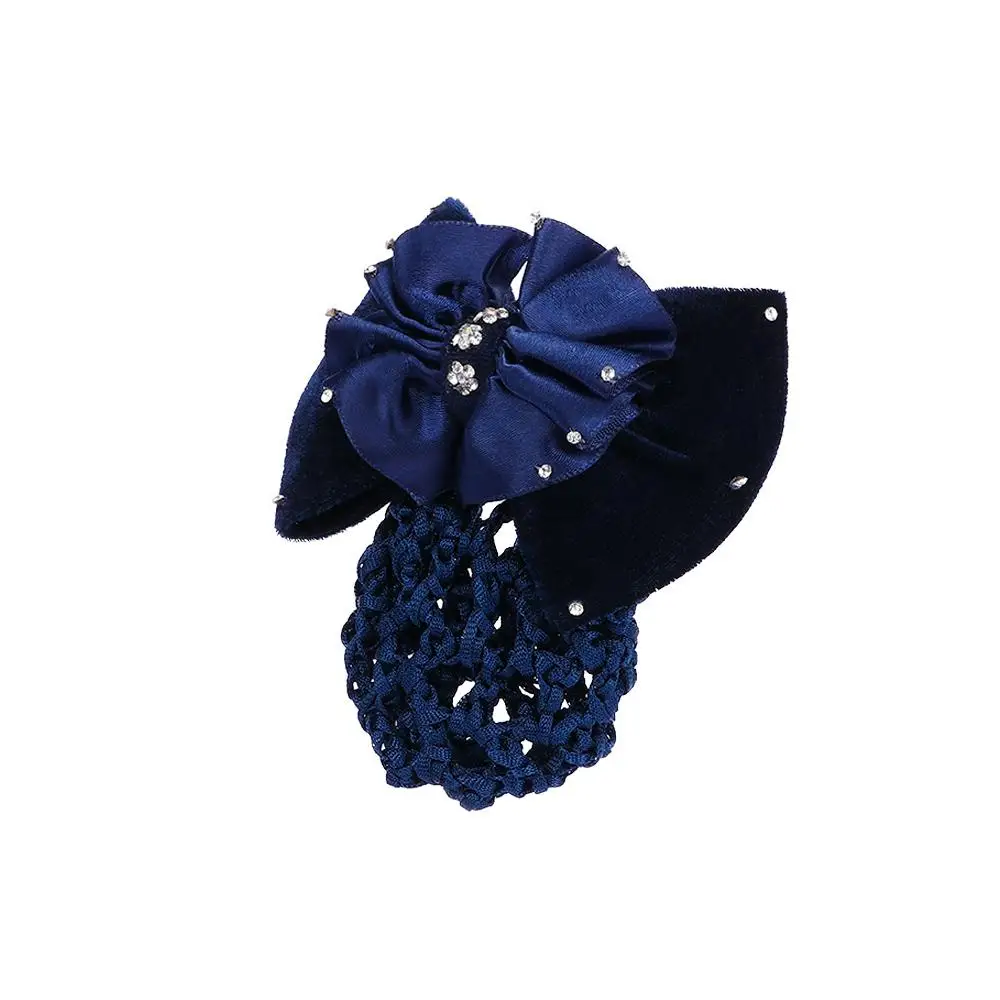 Hot Sale Bow Rhinestone Barrette Lady Hair Clip Cover Bowknot Hair Accessories Net Bun Snood