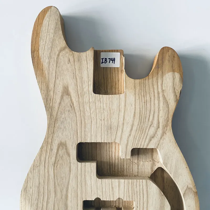 iB741 Natural No Paints Solid ASH Wood Semi Finishing PJB Bass Body for Electric Bass Replace and DIY Active Pickups Model