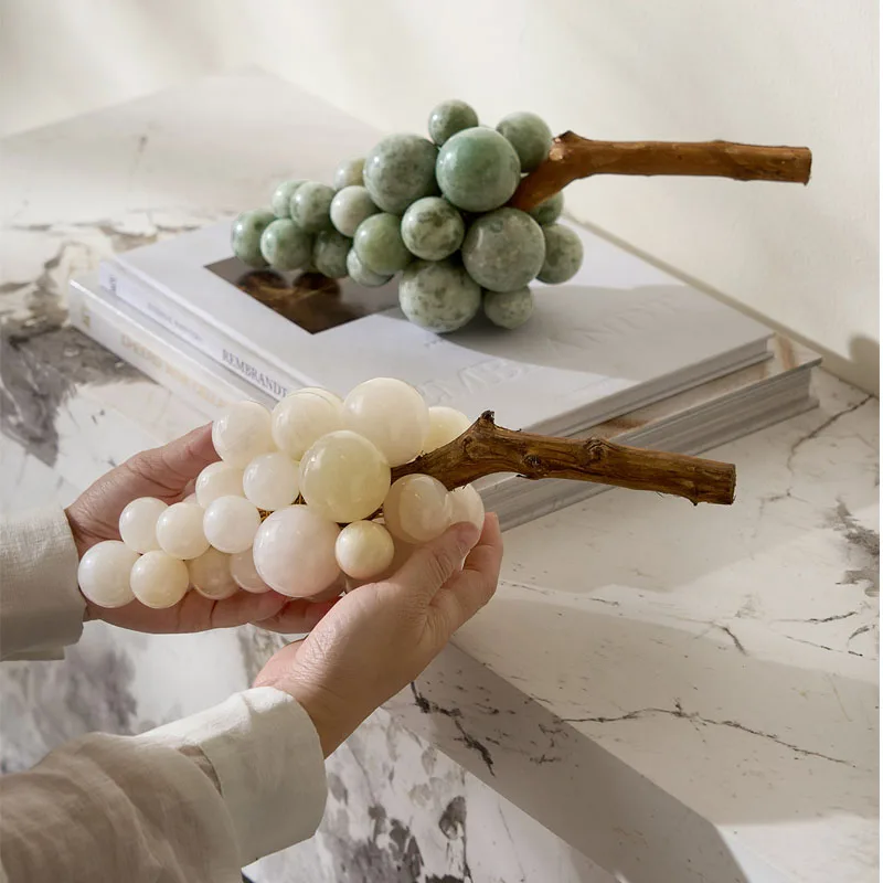 Natural Stone Grape Ornament Home Decor Luxury-inspired Coffee Table Artistic Display Soft Furnishing Arrangement Craftwork
