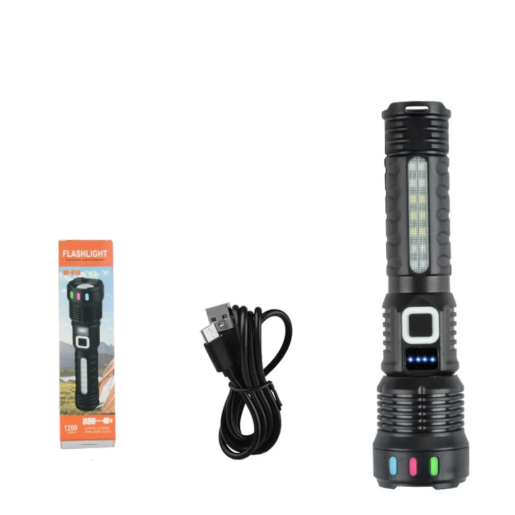 High-Performance Rechargeable LED Flashlight: Zoomable Long Battery Life Digital Flashlight Outdoor Tools