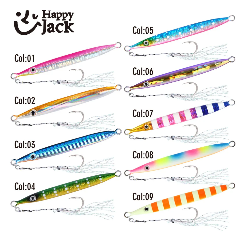 2025 Happyjack New Metal Jig Pike Fishing Lure 15g25g30g Offshore Long Cast Sea Lure Artificial Bait with Assist Hooks Slow Jig