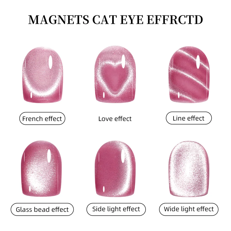 1pza Imán de arte de uñas 3 en 1 forma de corazón, ojo de gato, doble línea, luna, serpiente, francés, para esmalte magnético, herramientas de manicura 5
